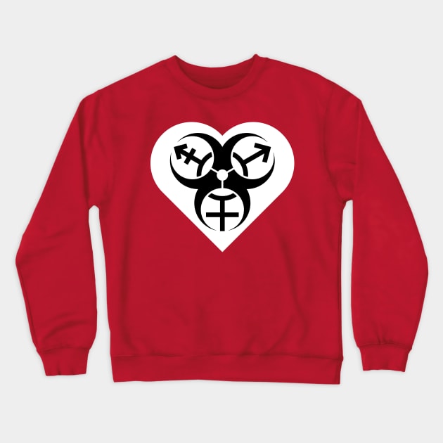 Trans Biohazard Heart - White Crewneck Sweatshirt by GenderConcepts